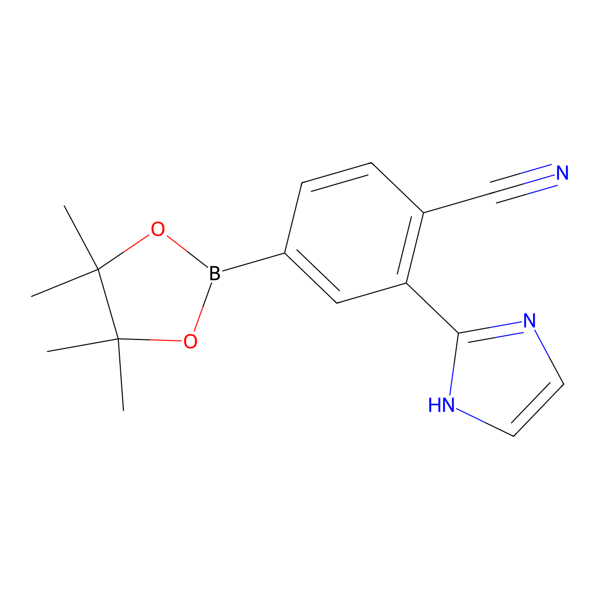 2-(1H-imidazol-2-yl)-4-(4,4,5,5-tetramethyl-1,3,2-dioxaborolan-2-yl)benzonitrile molecular structure, CAS 2256755-83-4