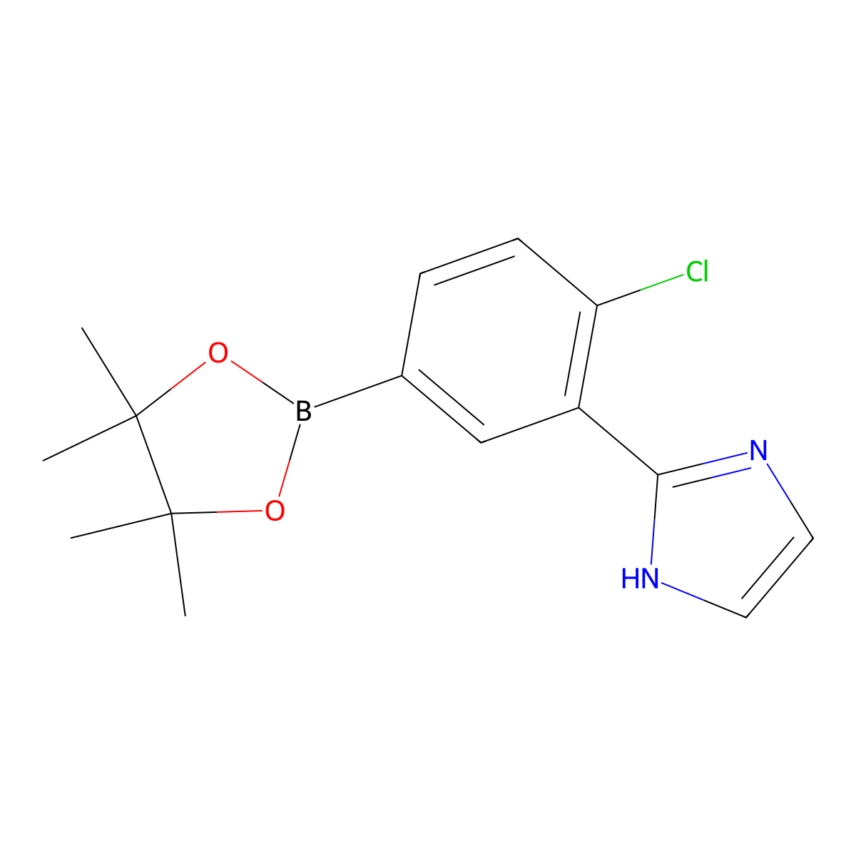 2-(2-chloro-5-(4,4,5,5-tetramethyl-1,3,2-dioxaborolan-2-yl)phenyl)-1H-imidazole molecular structure, CAS 2256755-84-5