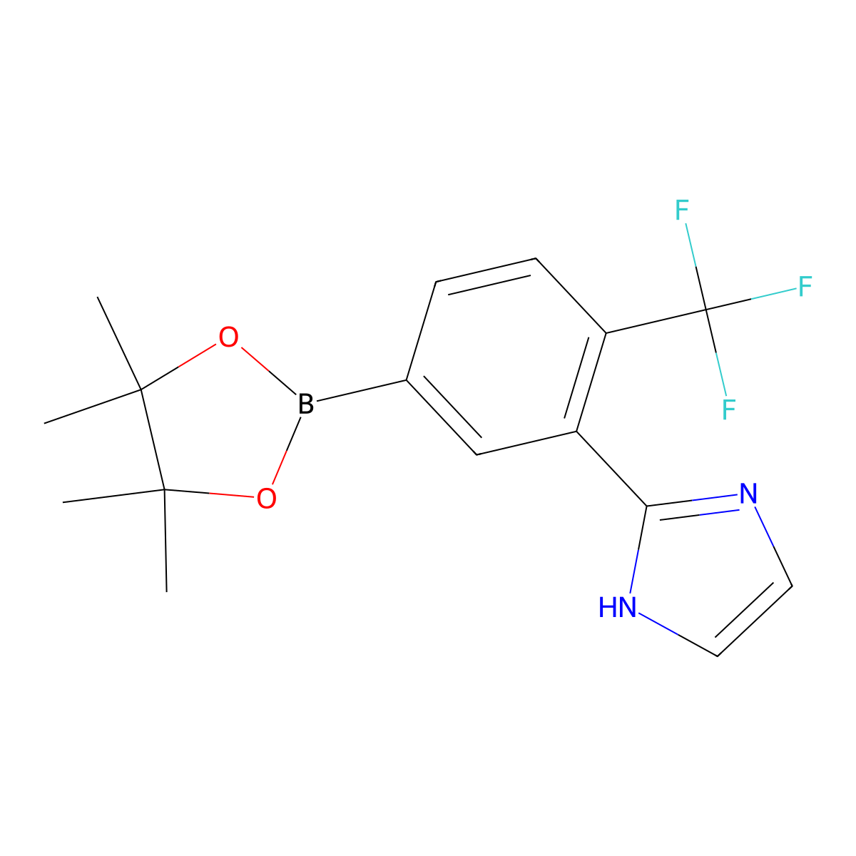 2-(5-(4,4,5,5-tetramethyl-1,3,2-dioxaborolan-2-yl)-2-(trifluoromethyl)phenyl)-1H-imidazole molecular structure, CAS 2256755-85-6