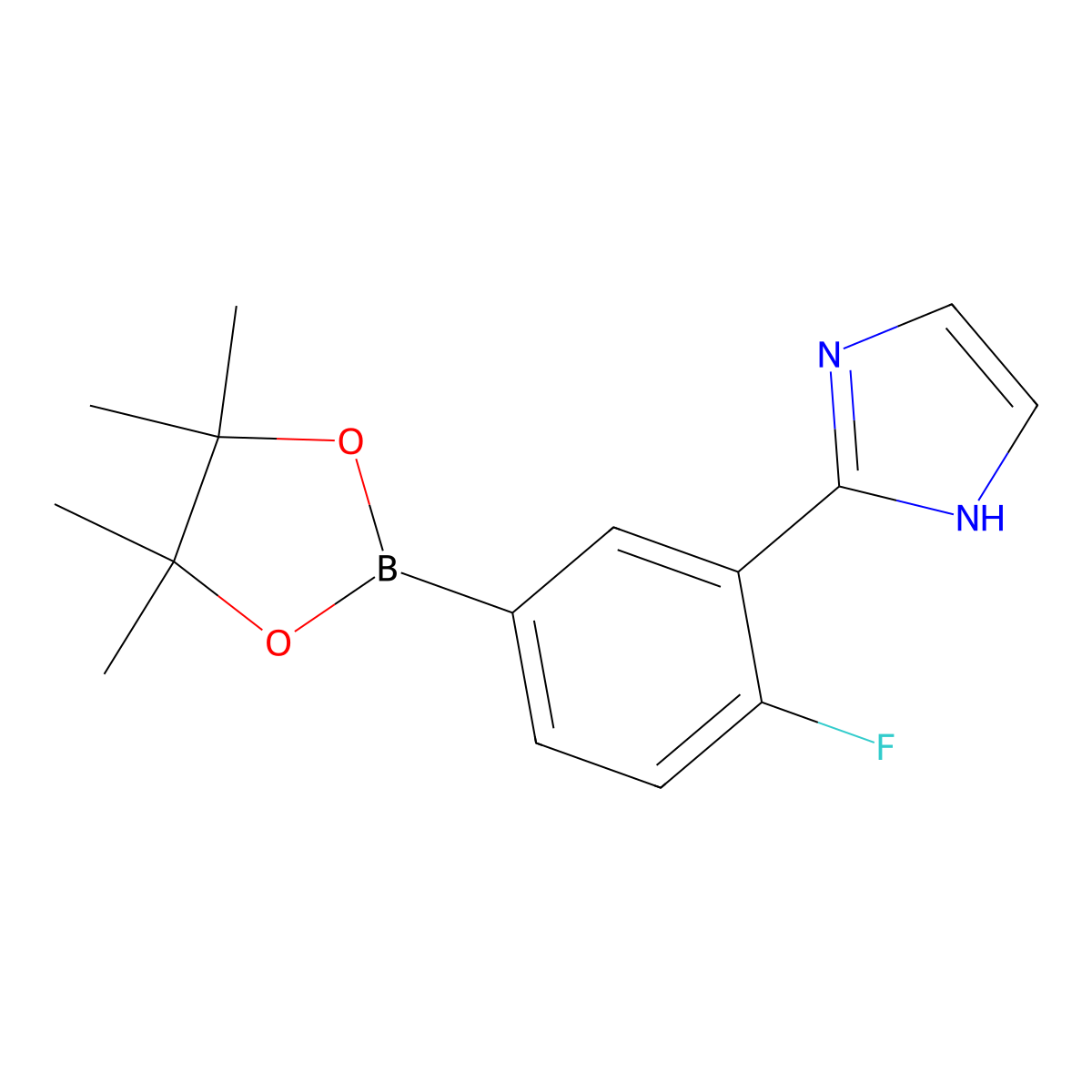 2-(2-fluoro-5-(4,4,5,5-tetramethyl-1,3,2-dioxaborolan-2-yl)phenyl)-1H-imidazole molecular structure, CAS 2256755-86-7