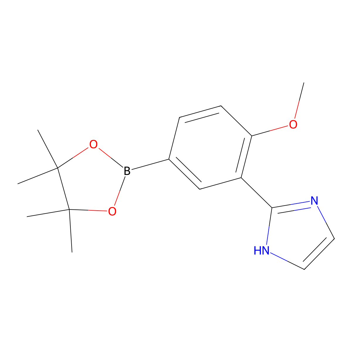 2-(2-methoxy-5-(4,4,5,5-tetramethyl-1,3,2-dioxaborolan-2-yl)phenyl)-1H-imidazole molecular structure, CAS 2256755-87-8
