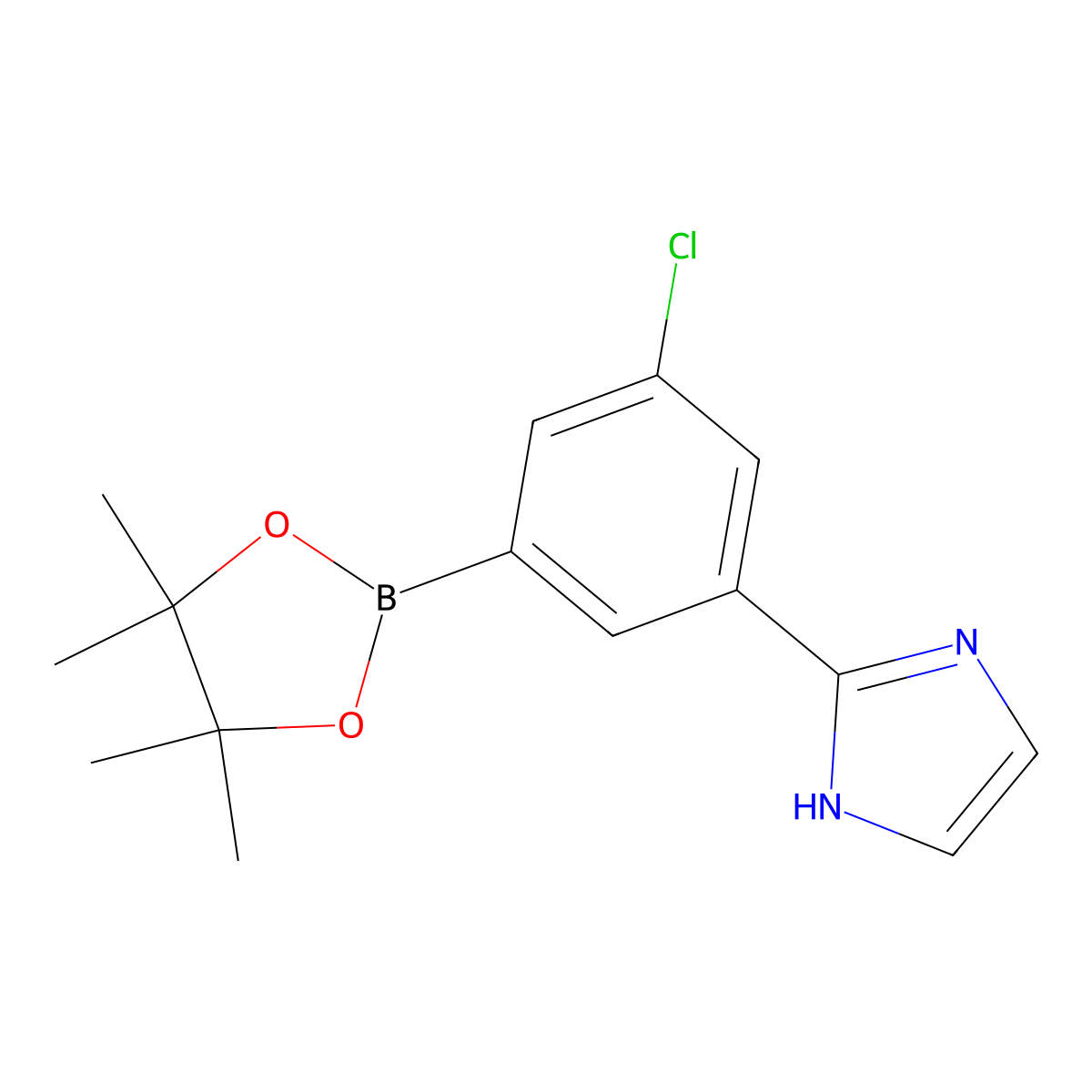 2-(3-chloro-5-(4,4,5,5-tetramethyl-1,3,2-dioxaborolan-2-yl)phenyl)-1H-imidazole molecular structure, CAS 2256755-89-0