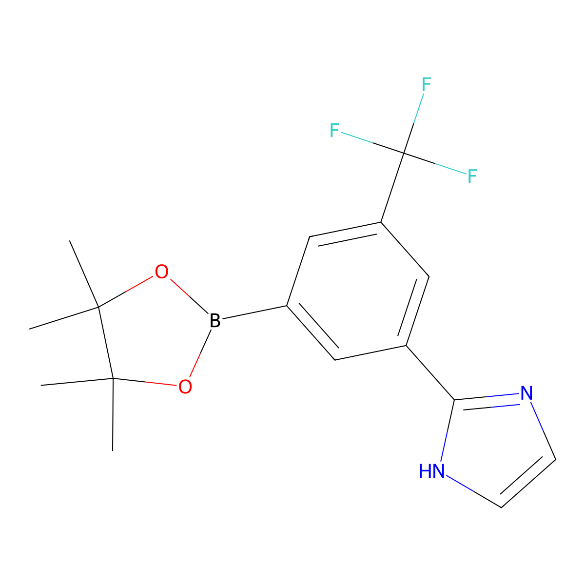 2-(3-(4,4,5,5-tetramethyl-1,3,2-dioxaborolan-2-yl)-5-(trifluoromethyl)phenyl)-1H-imidazole molecular structure, CAS 2256755-90-3