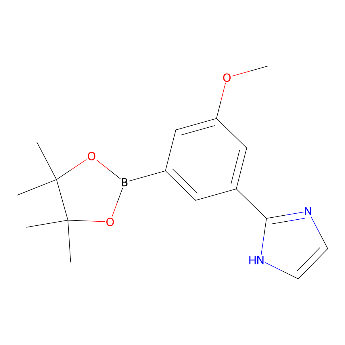 2-(3-methoxy-5-(4,4,5,5-tetramethyl-1,3,2-dioxaborolan-2-yl)phenyl)-1H-imidazole molecular structure, CAS 2256755-92-5
