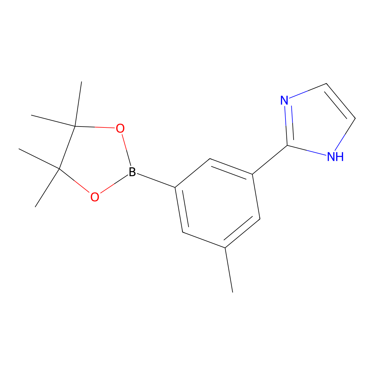 2-(3-methyl-5-(4,4,5,5-tetramethyl-1,3,2-dioxaborolan-2-yl)phenyl)-1H-imidazole molecular structure, CAS 2256755-93-6