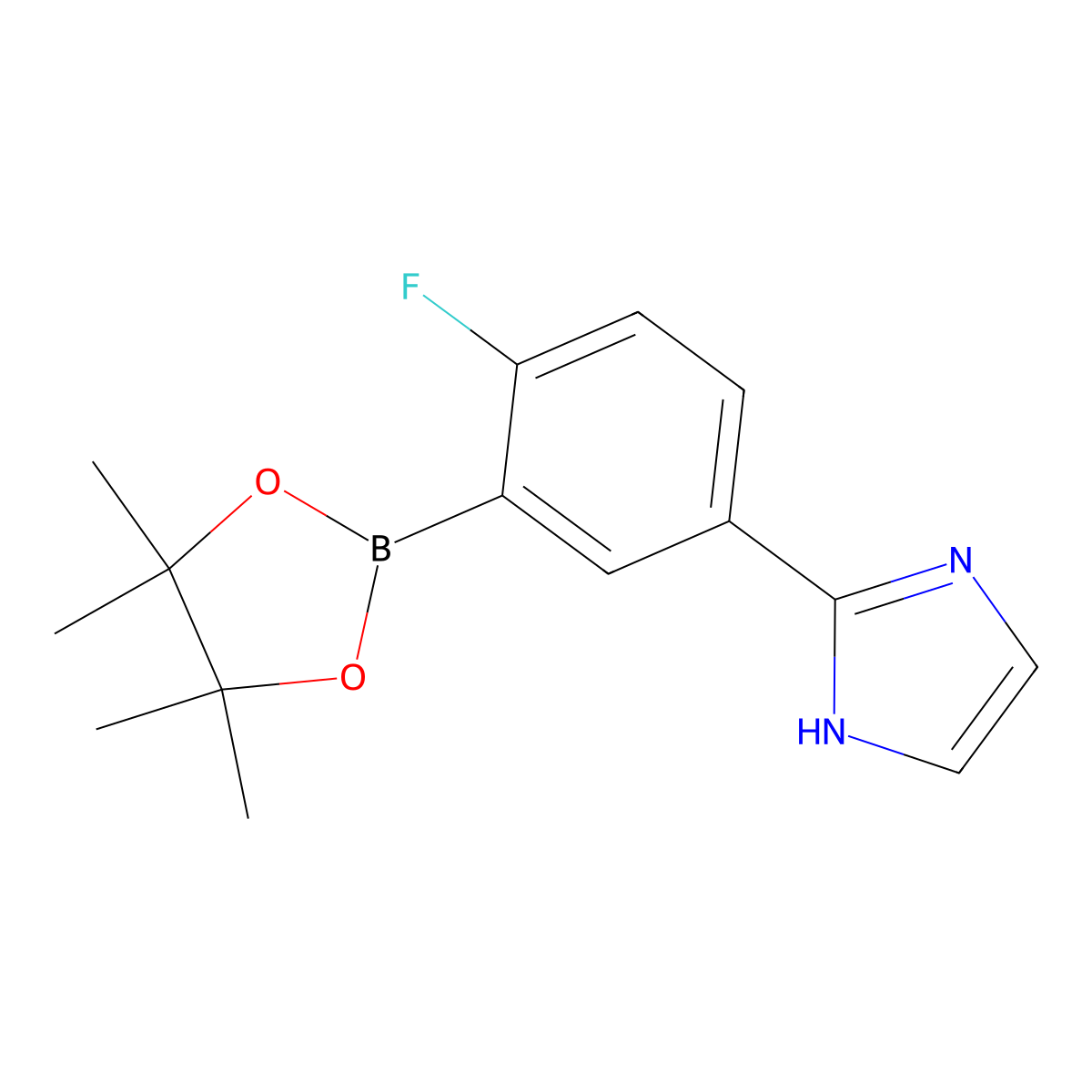 2-(4-fluoro-3-(4,4,5,5-tetramethyl-1,3,2-dioxaborolan-2-yl)phenyl)-1H-imidazole molecular structure, CAS 2256755-97-0
