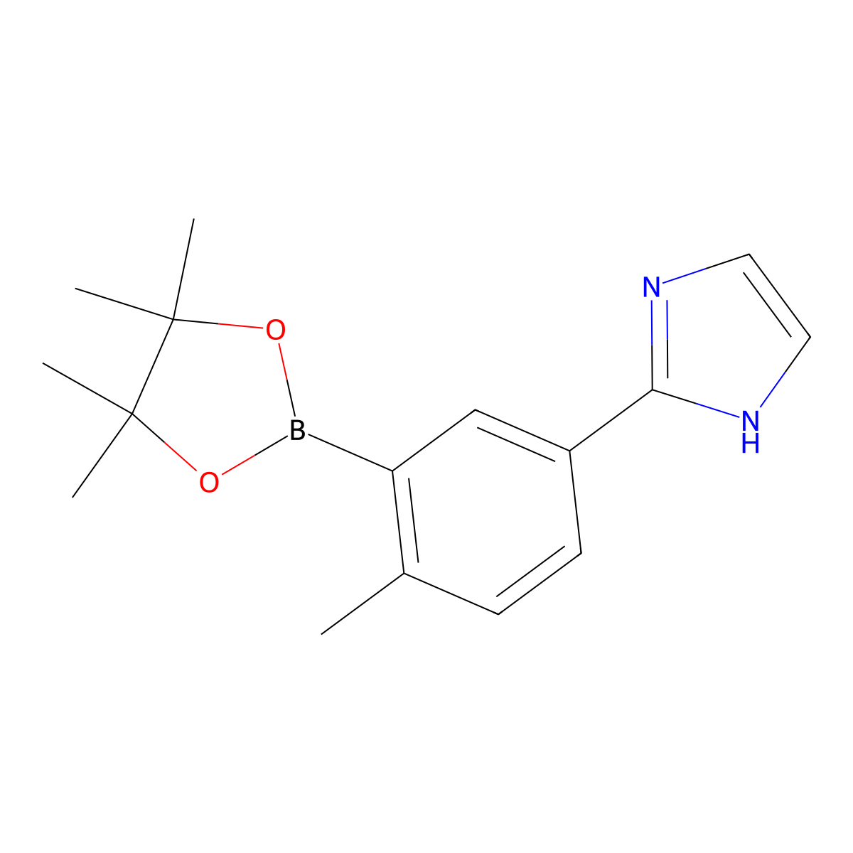 2-(4-methyl-3-(4,4,5,5-tetramethyl-1,3,2-dioxaborolan-2-yl)phenyl)-1H-imidazole molecular structure, CAS 2256755-99-2