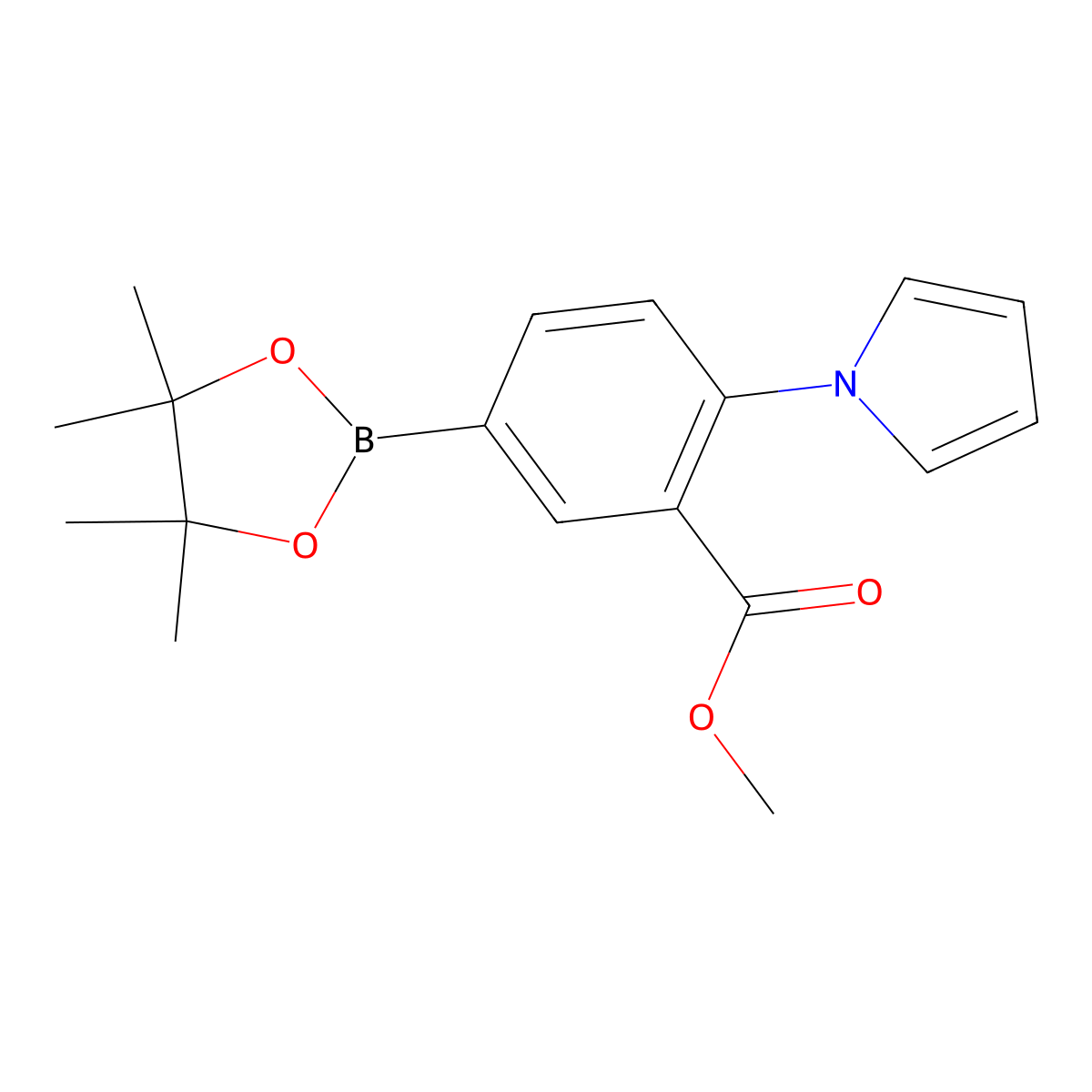 methyl 2-(1H-pyrrol-1-yl)-5-(4,4,5,5-tetramethyl-1,3,2-dioxaborolan-2-yl)benzoate molecular structure, CAS 2256756-04-2