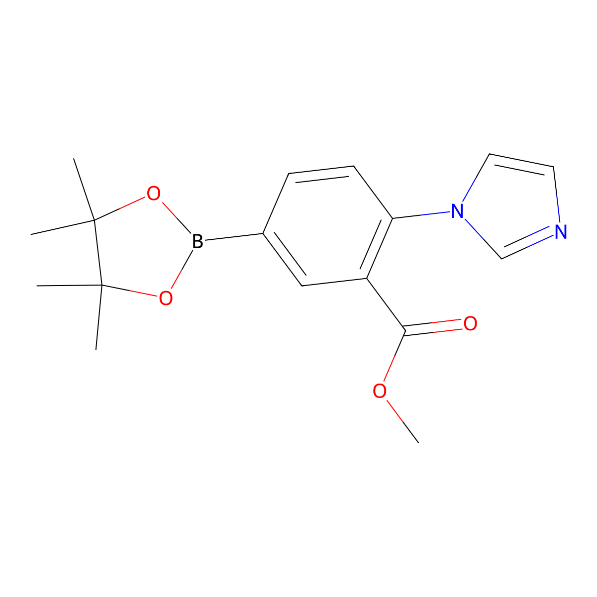 methyl 2-(1H-imidazol-1-yl)-5-(4,4,5,5-tetramethyl-1,3,2-dioxaborolan-2-yl)benzoate molecular structure, CAS 2256756-05-3