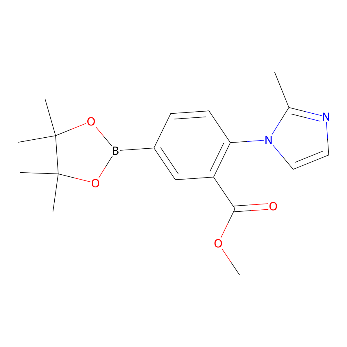 methyl 2-(2-methyl-1H-imidazol-1-yl)-5-(4,4,5,5-tetramethyl-1,3,2-dioxaborolan-2-yl)benzoate molecular structure, CAS 2256756-06-4