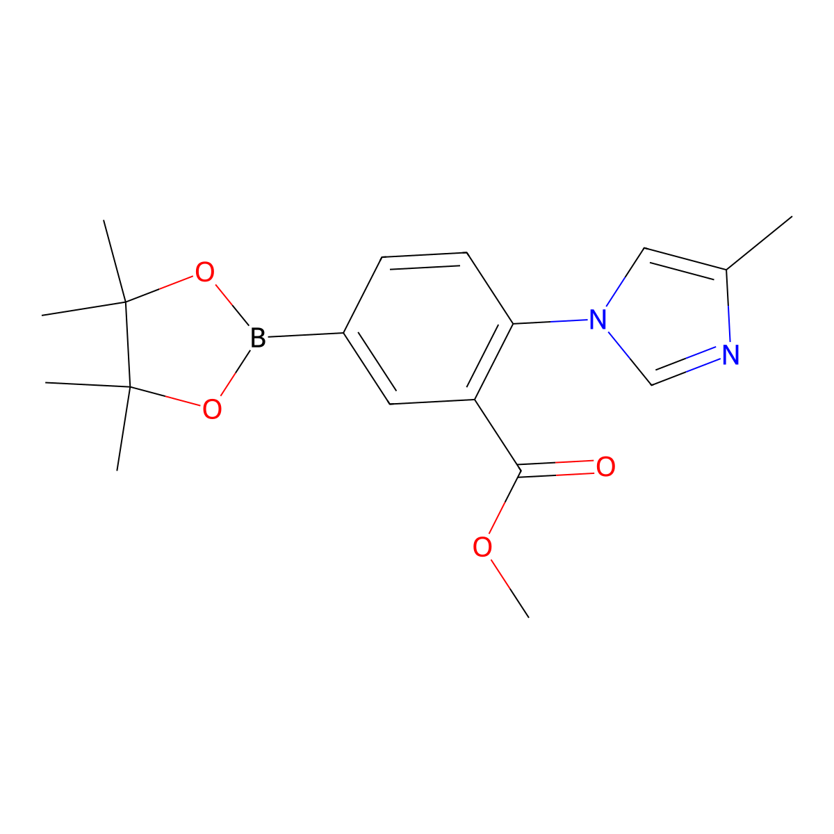methyl 2-(4-methyl-1H-imidazol-1-yl)-5-(4,4,5,5-tetramethyl-1,3,2-dioxaborolan-2-yl)benzoate molecular structure, CAS 2256756-07-5