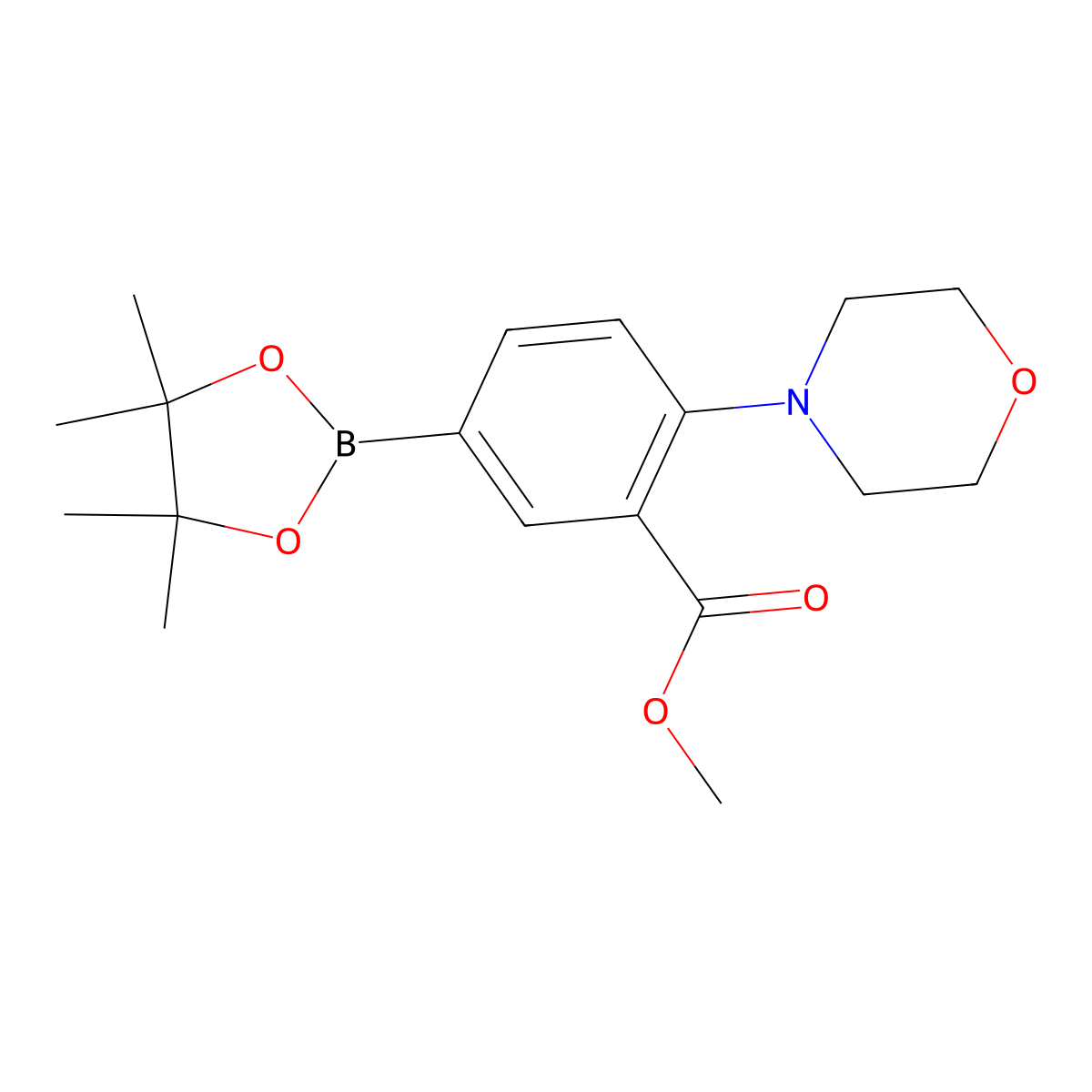 Methyl 2-morpholino-5-(4,4,5,5-tetramethyl-1,3,2-dioxaborolan-2-yl)benzoate molecular structure, CAS 2256756-11-1