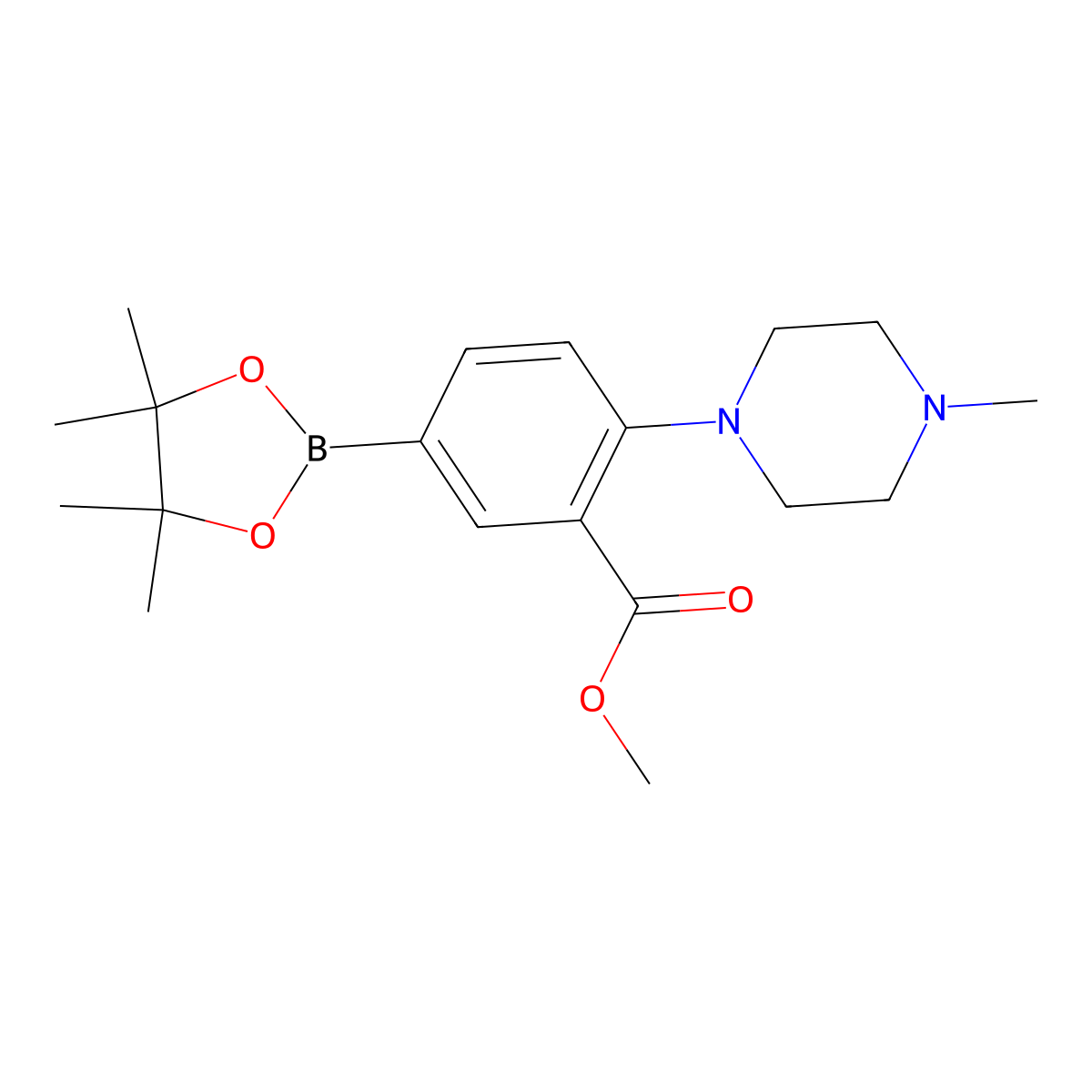 Methyl 2-(4-methylpiperazin-1-yl)-5-(4,4,5,5-tetramethyl-1,3,2-dioxaborolan-2-yl)benzoate molecular structure, CAS 2256756-12-2