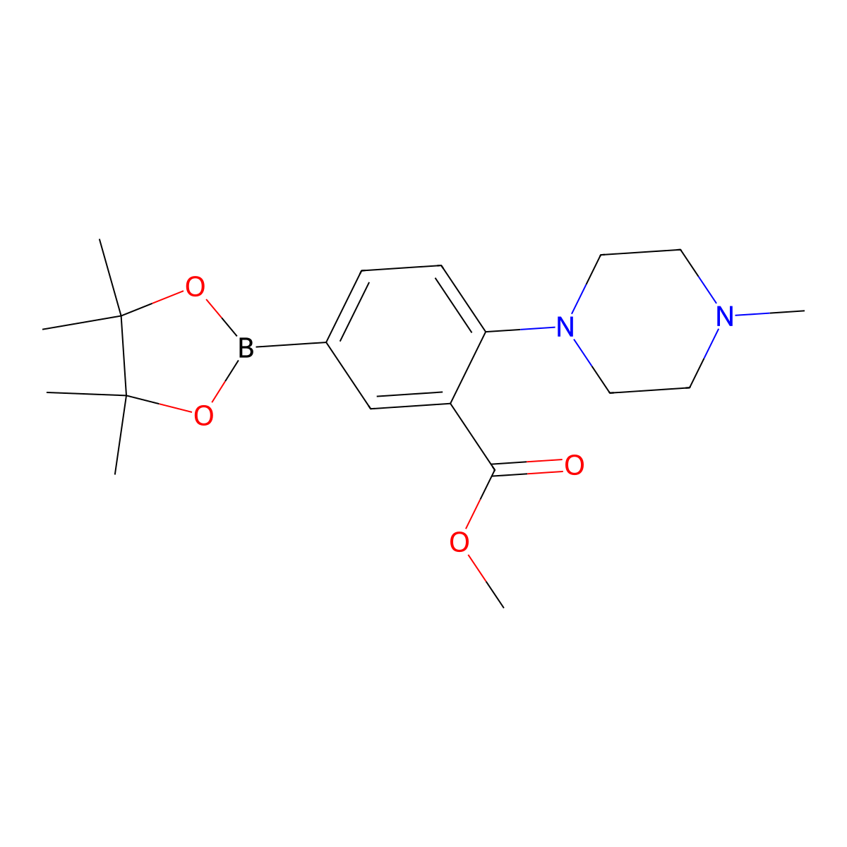 Methyl 2-(4-methylpiperazin-1-yl)-5-(4,4,5,5-tetramethyl-1,3,2-dioxaborolan-2-yl)benzoate molecular structure, CAS 2256756-12-2