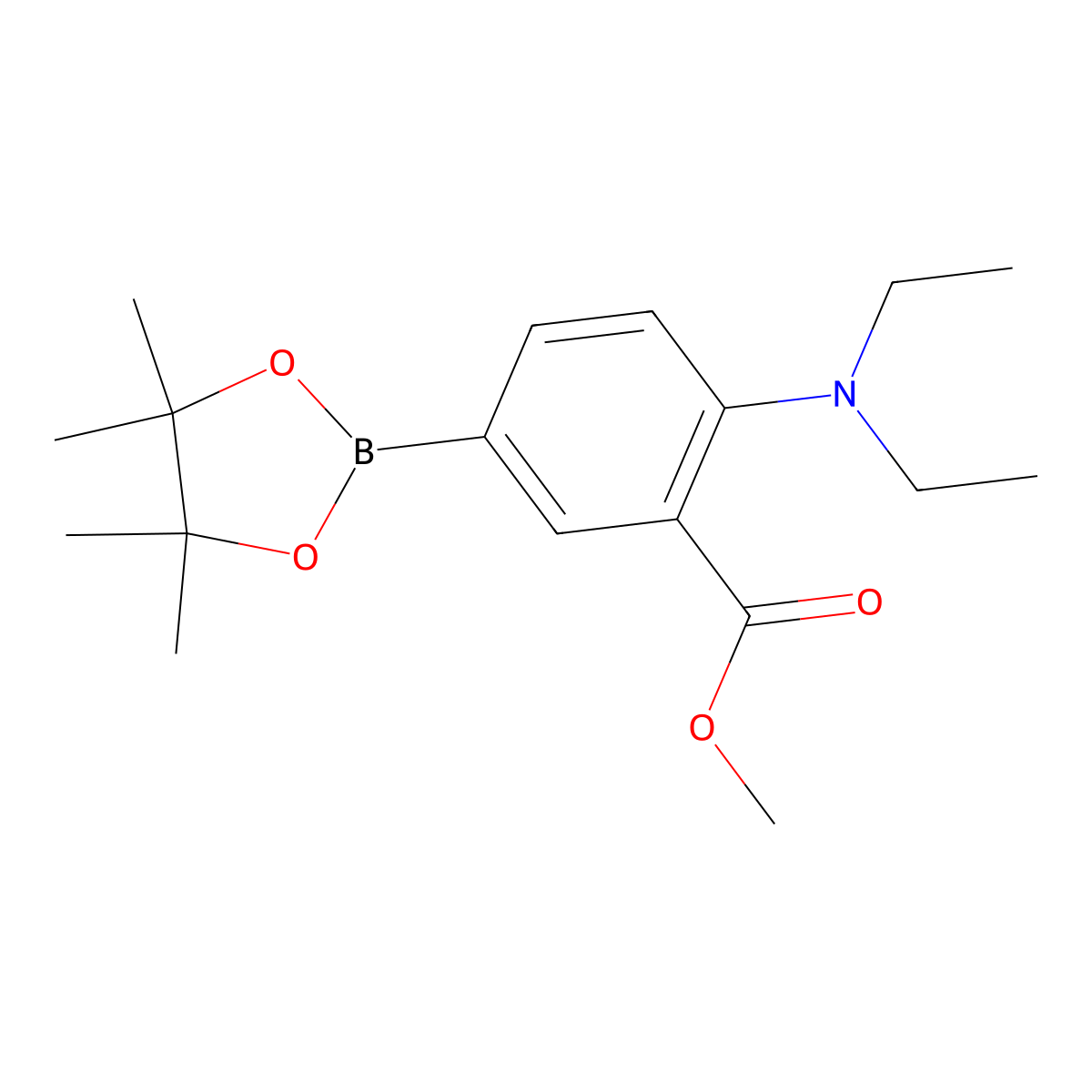 Methyl 2-(diethylamino)-5-(4,4,5,5-tetramethyl-1,3,2-dioxaborolan-2-yl)benzoate molecular structure, CAS 2256756-13-3
