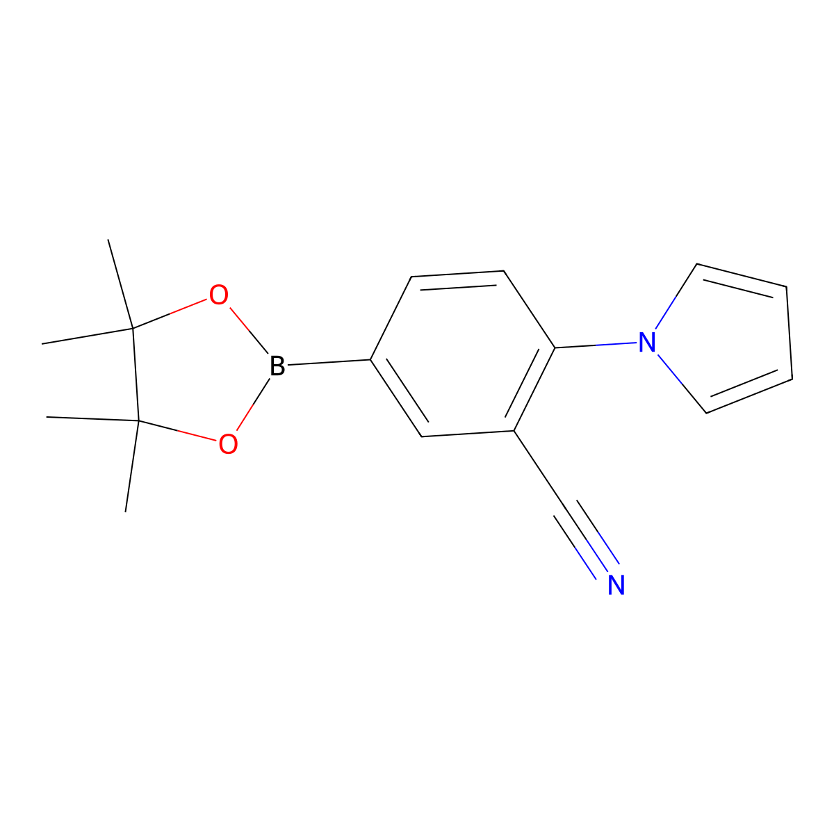2-(1H-pyrrol-1-yl)-5-(4,4,5,5-tetramethyl-1,3,2-dioxaborolan-2-yl)benzonitrile molecular structure, CAS 2256756-15-5