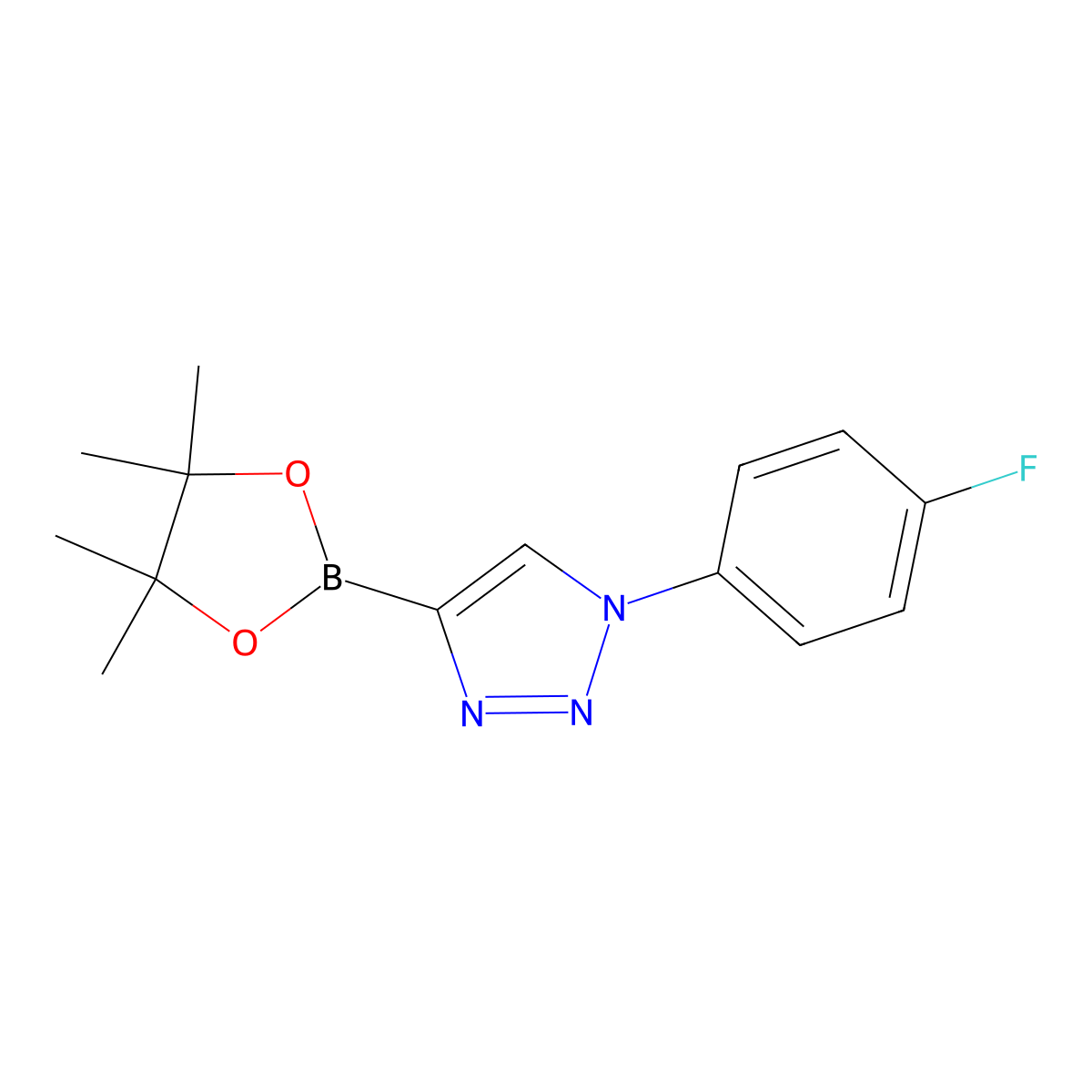 1-(4-fluorophenyl)-4-(4,4,5,5-tetramethyl-1,3,2-dioxaborolan-2-yl)-1H-1,2,3-triazole molecular structure, CAS 2256756-28-0