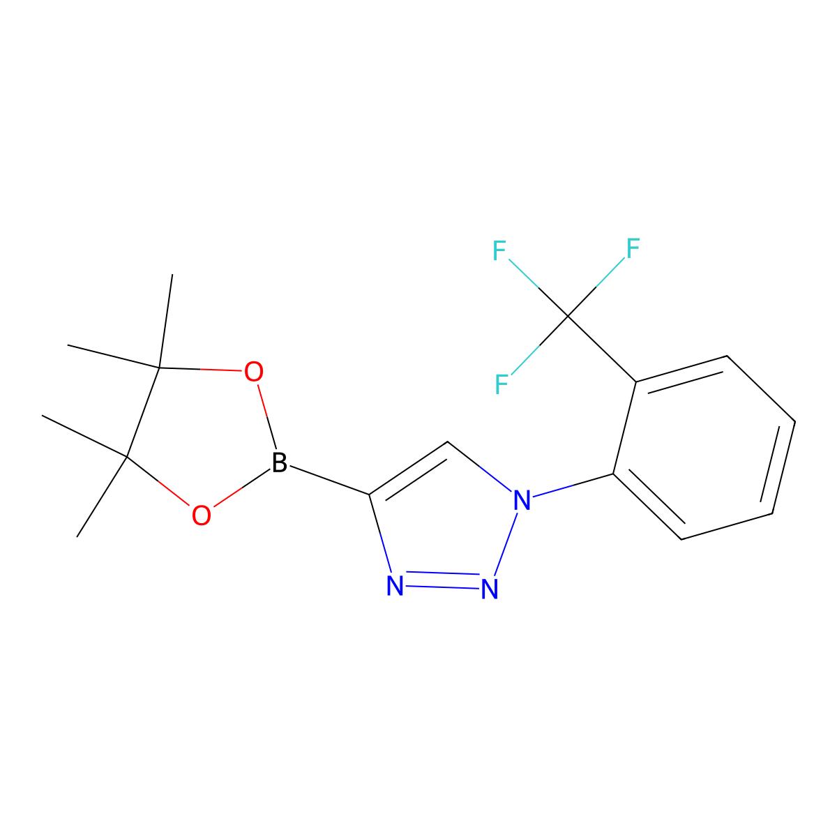 4-(4,4,5,5-tetramethyl-1,3,2-dioxaborolan-2-yl)-1-(2-(trifluoromethyl)phenyl)-1H-1,2,3-triazole molecular structure, CAS 2256756-29-1