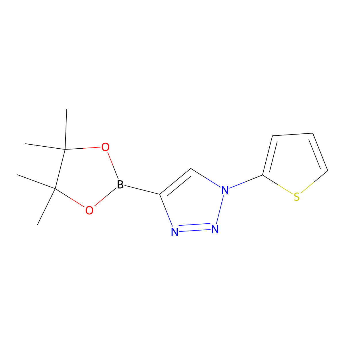 4-(4,4,5,5-tetramethyl-1,3,2-dioxaborolan-2-yl)-1-(thiophen-2-yl)-1H-1,2,3-triazole molecular structure, CAS 2256756-38-2