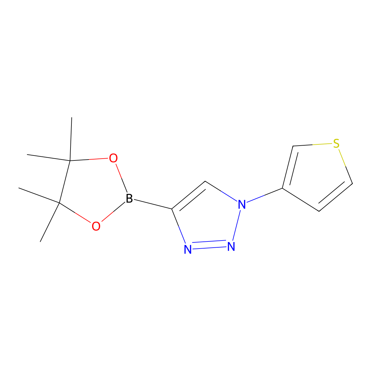 4-(4,4,5,5-tetramethyl-1,3,2-dioxaborolan-2-yl)-1-(thiophen-3-yl)-1H-1,2,3-triazole molecular structure, CAS 2256756-39-3