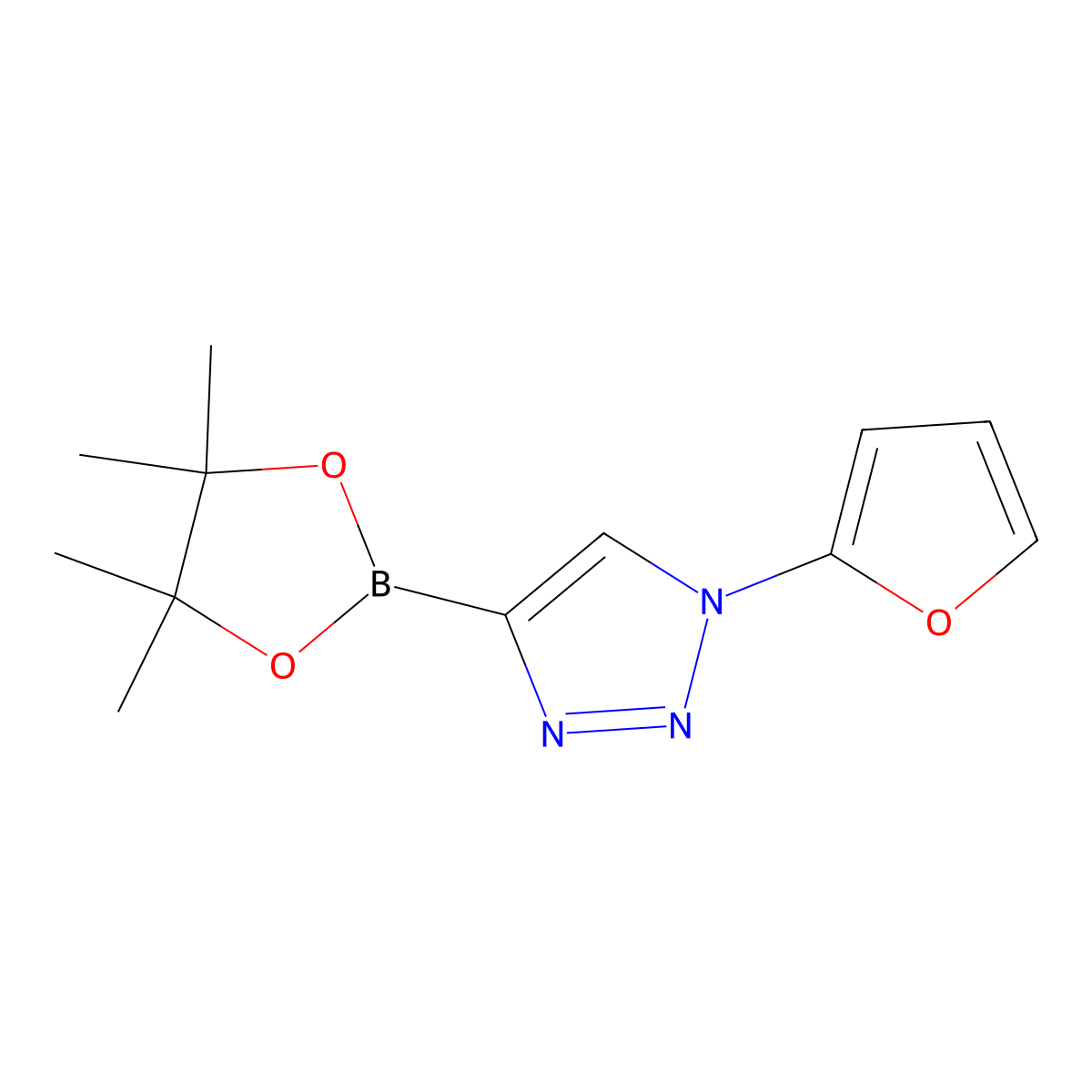 1-(furan-2-yl)-4-(4,4,5,5-tetramethyl-1,3,2-dioxaborolan-2-yl)-1H-1,2,3-triazole molecular structure, CAS 2256757-88-5