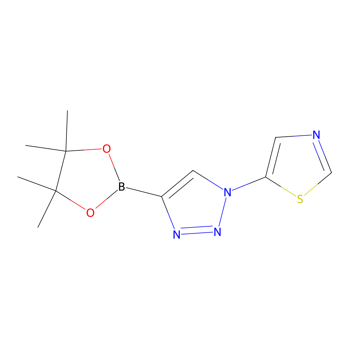 5-(4-(4,4,5,5-tetramethyl-1,3,2-dioxaborolan-2-yl)-1H-1,2,3-triazol-1-yl)thiazole molecular structure, CAS 2256757-91-0
