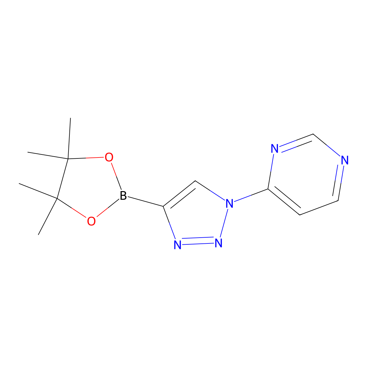 4-(4-(4,4,5,5-tetramethyl-1,3,2-dioxaborolan-2-yl)-1H-1,2,3-triazol-1-yl)pyrimidine molecular structure, CAS 2256757-94-3