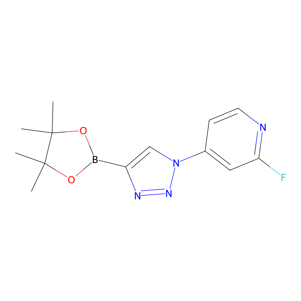 2-fluoro-4-(4-(4,4,5,5-tetramethyl-1,3,2-dioxaborolan-2-yl)-1H-1,2,3-triazol-1-yl)pyridine molecular structure, CAS 2256758-01-5