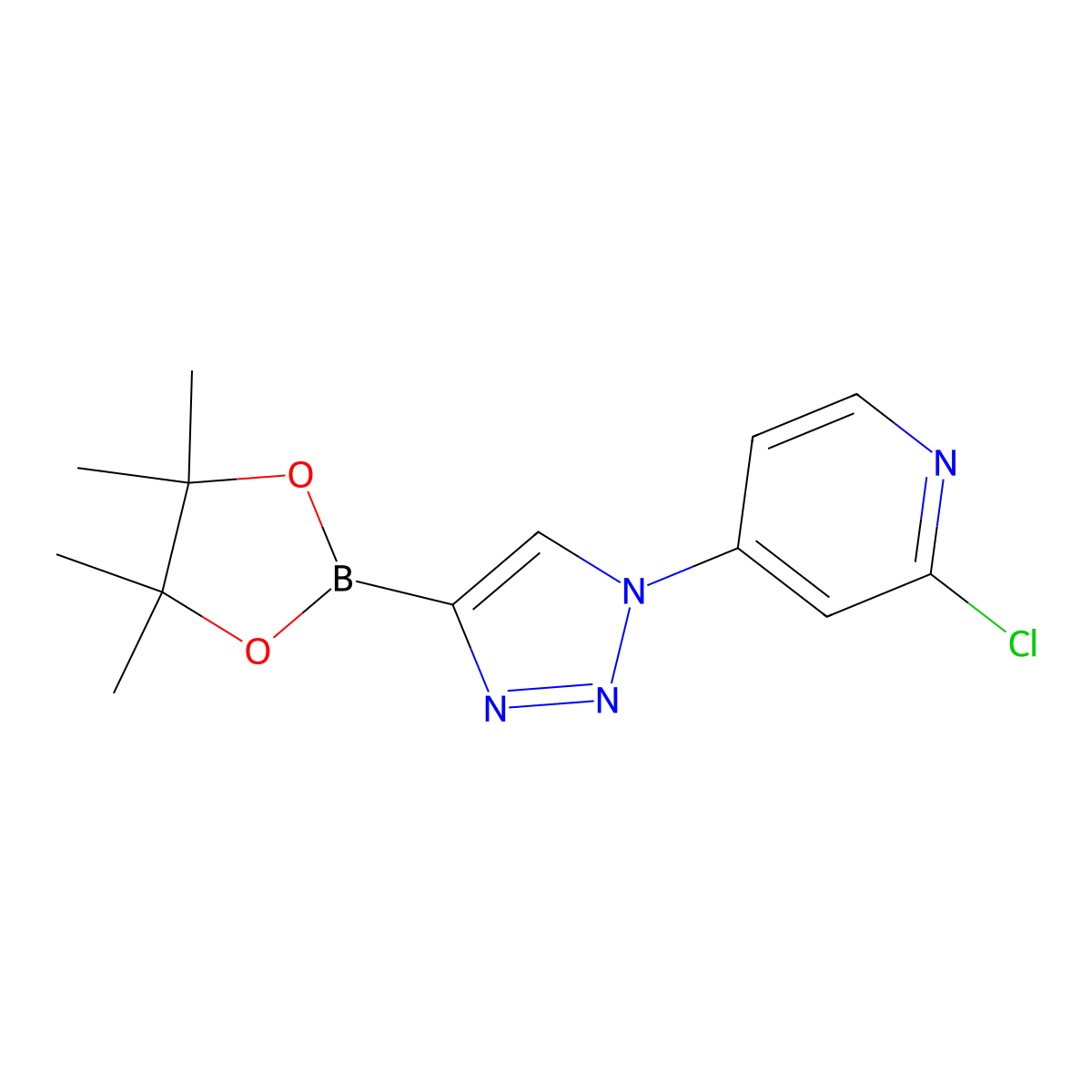 2-chloro-4-(4-(4,4,5,5-tetramethyl-1,3,2-dioxaborolan-2-yl)-1H-1,2,3-triazol-1-yl)pyridine molecular structure, CAS 2256758-02-6