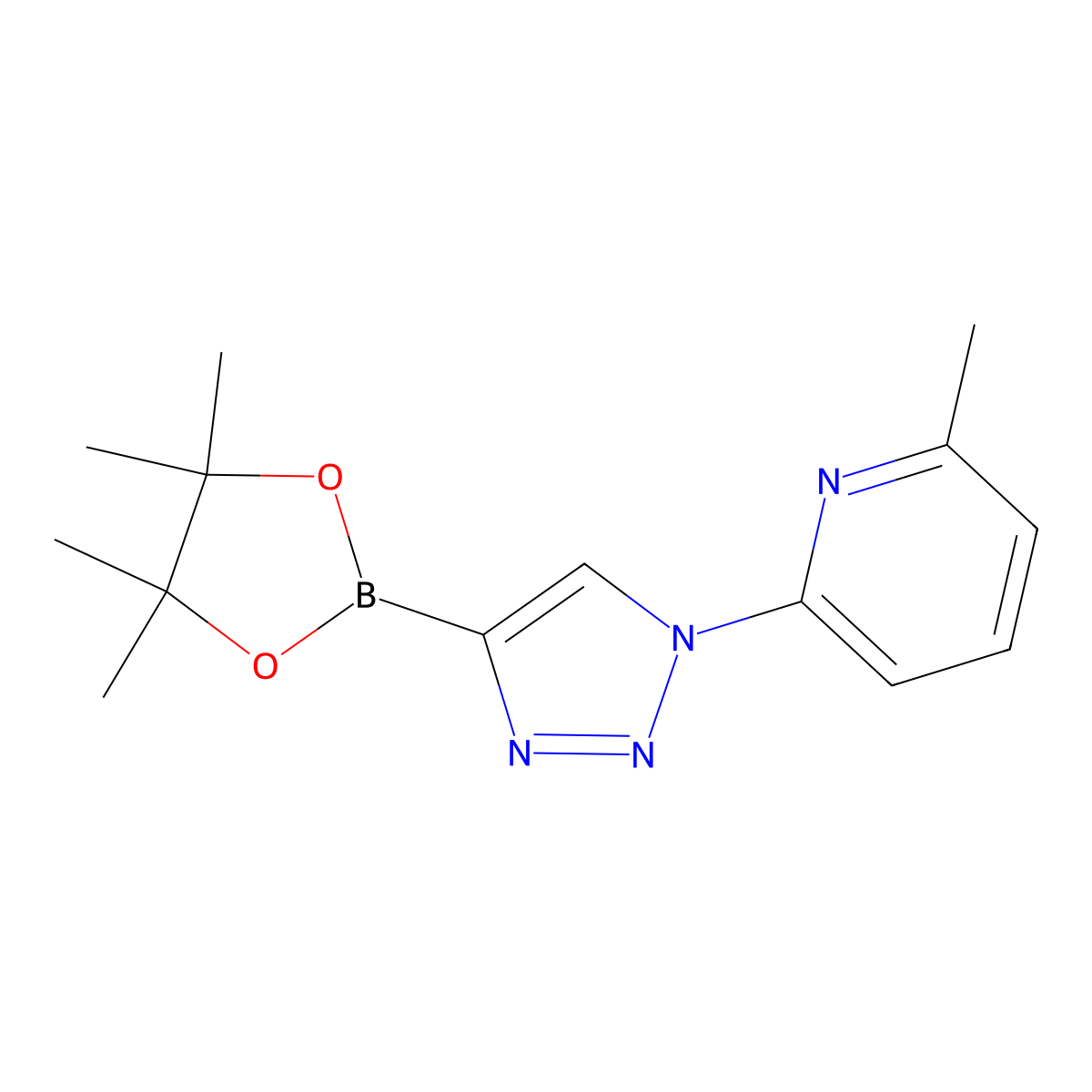 2-methyl-6-(4-(4,4,5,5-tetramethyl-1,3,2-dioxaborolan-2-yl)-1H-1,2,3-triazol-1-yl)pyridine molecular structure, CAS 2256758-03-7