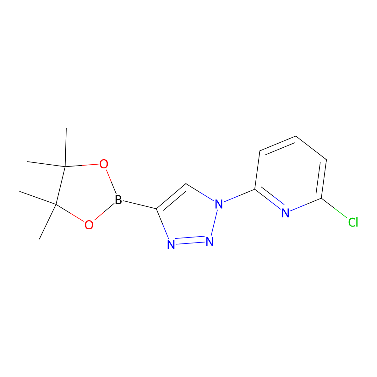 2-chloro-6-(4-(4,4,5,5-tetramethyl-1,3,2-dioxaborolan-2-yl)-1H-1,2,3-triazol-1-yl)pyridine molecular structure, CAS 2256758-06-0