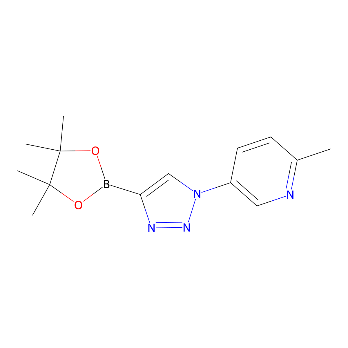 2-methyl-5-(4-(4,4,5,5-tetramethyl-1,3,2-dioxaborolan-2-yl)-1H-1,2,3-triazol-1-yl)pyridine molecular structure, CAS 2256758-07-1