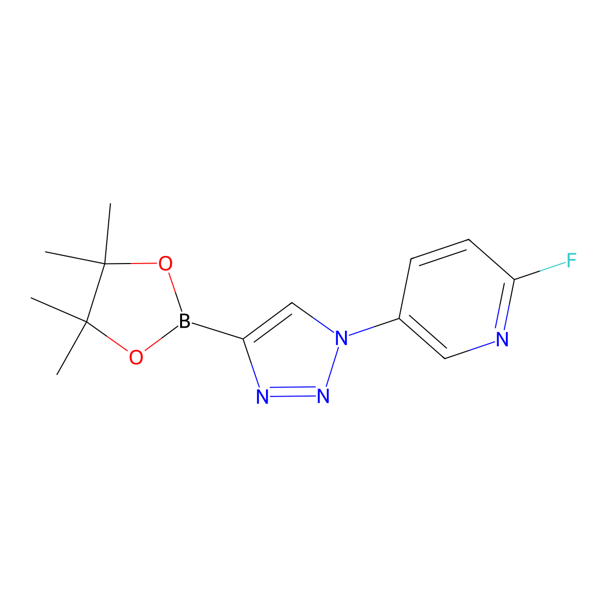 2-fluoro-5-(4-(4,4,5,5-tetramethyl-1,3,2-dioxaborolan-2-yl)-1H-1,2,3-triazol-1-yl)pyridine molecular structure, CAS 2256758-13-9