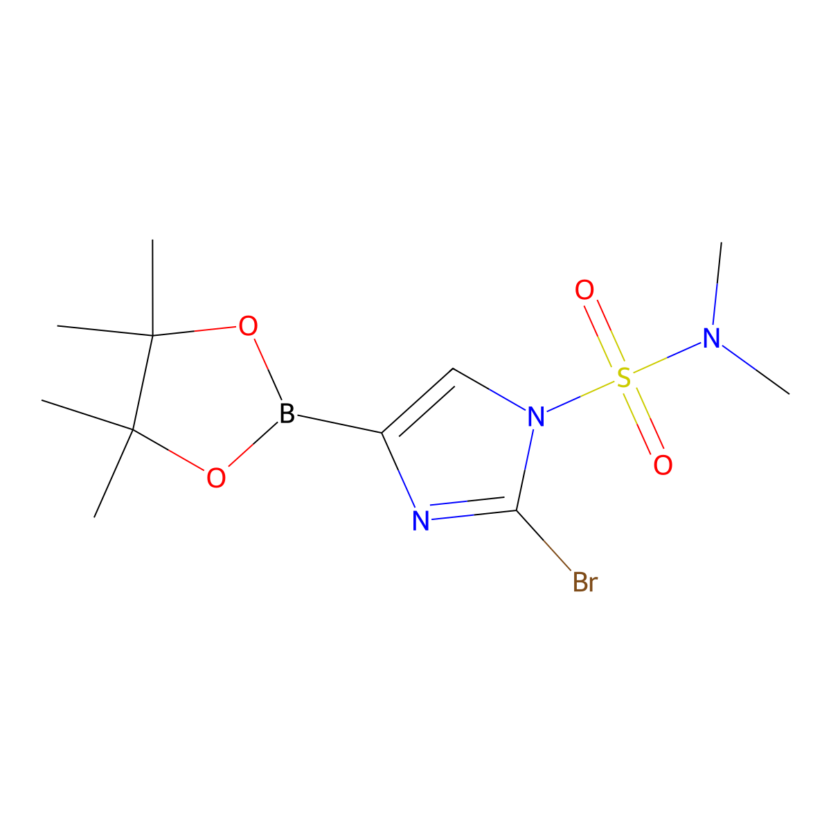 2-bromo-N,N-dimethyl-4-(4,4,5,5-tetramethyl-1,3,2-dioxaborolan-2-yl)-1H-imidazole-1-sulfonamide molecular structure, CAS 2256758-45-7