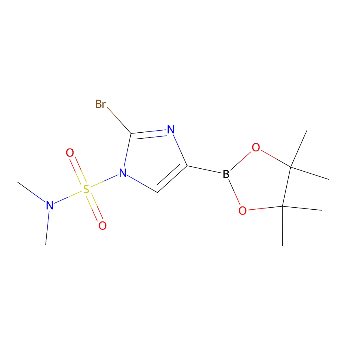 2-bromo-N,N-dimethyl-4-(4,4,5,5-tetramethyl-1,3,2-dioxaborolan-2-yl)-1H-imidazole-1-sulfonamide molecular structure, CAS 2256758-45-7