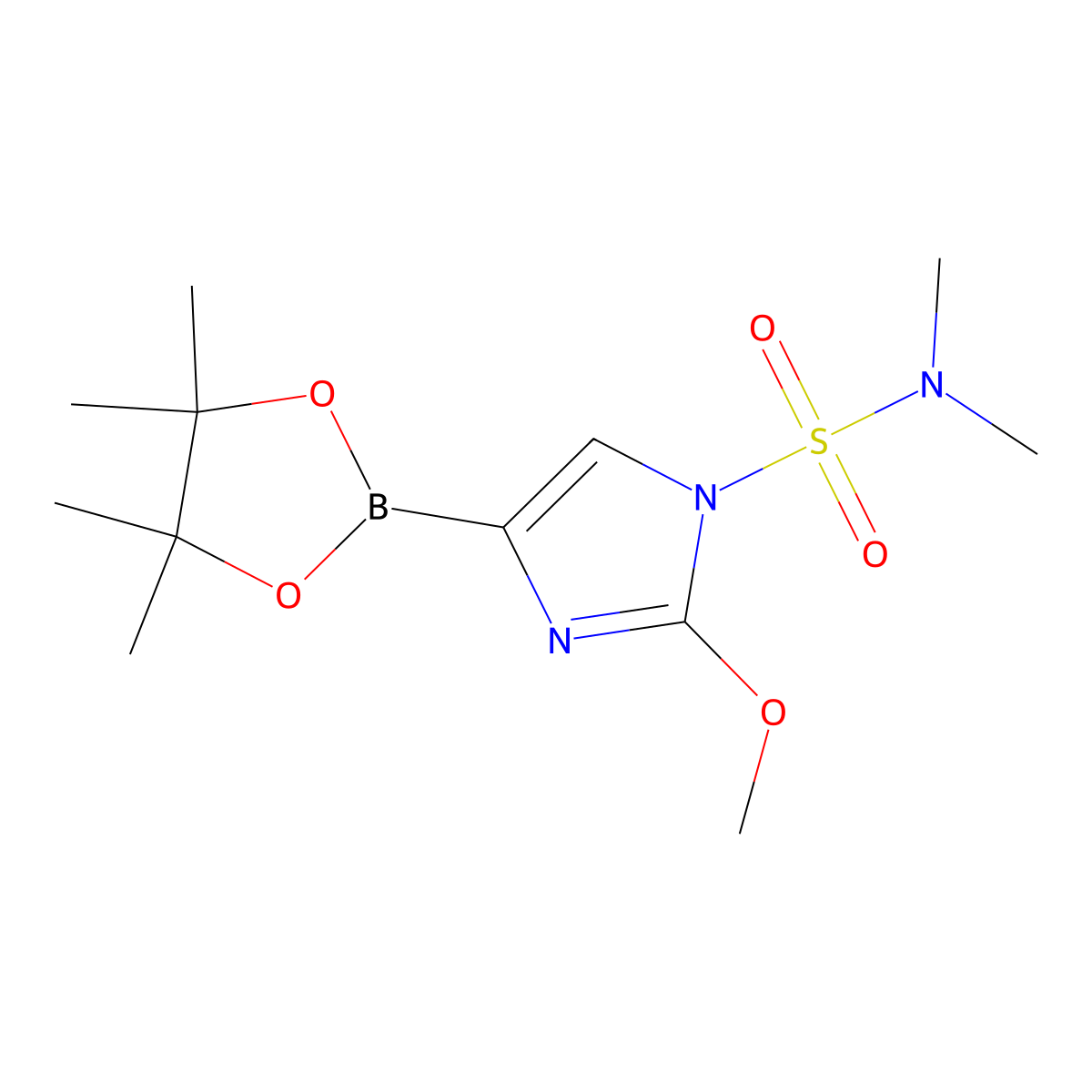 2-methoxy-N,N-dimethyl-4-(4,4,5,5-tetramethyl-1,3,2-dioxaborolan-2-yl)-1H-imidazole-1-sulfonamide molecular structure, CAS 2256758-47-9