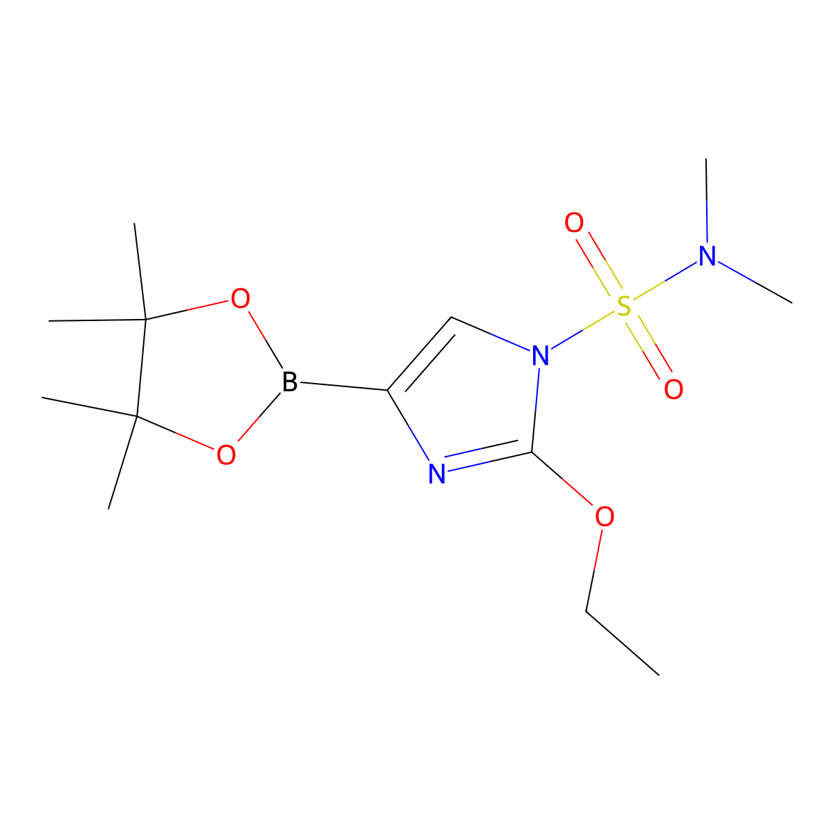 2-ethoxy-N,N-dimethyl-4-(4,4,5,5-tetramethyl-1,3,2-dioxaborolan-2-yl)-1H-imidazole-1-sulfonamide molecular structure, CAS 2256758-48-0