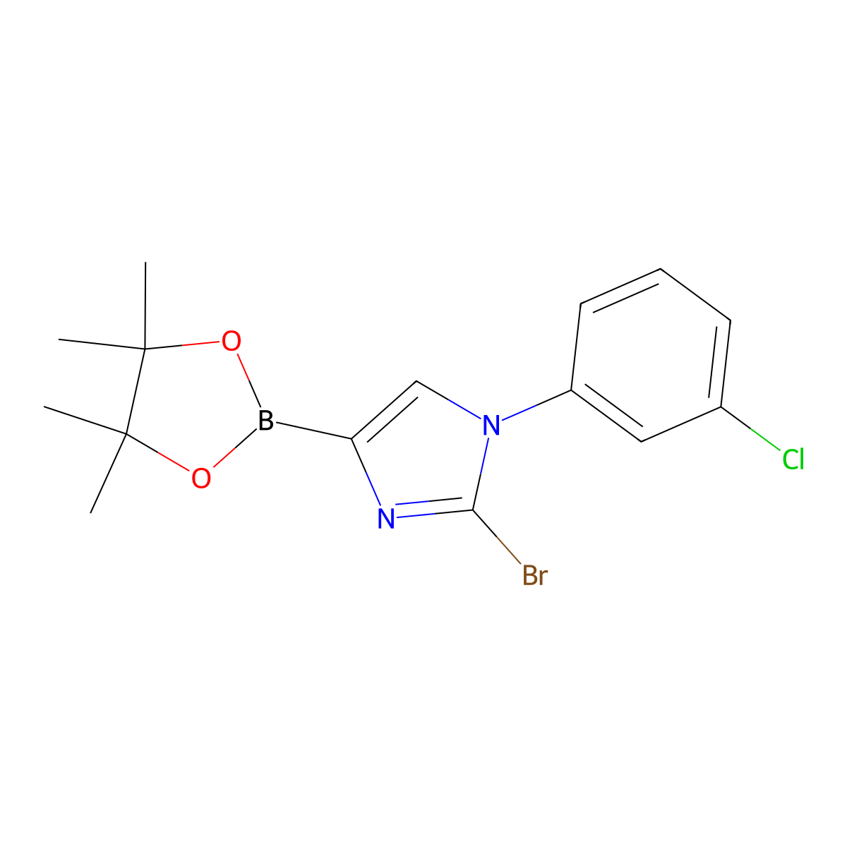 2-bromo-1-(3-chlorophenyl)-4-(4,4,5,5-tetramethyl-1,3,2-dioxaborolan-2-yl)-1H-imidazole molecular structure, CAS 2256758-52-6