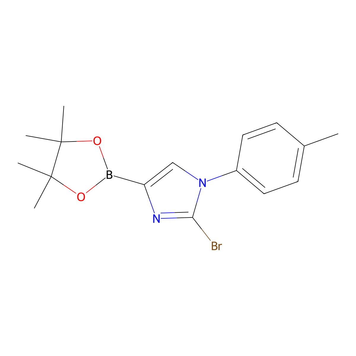 2-bromo-4-(4,4,5,5-tetramethyl-1,3,2-dioxaborolan-2-yl)-1-(p-tolyl)-1H-imidazole molecular structure, CAS 2256758-57-1