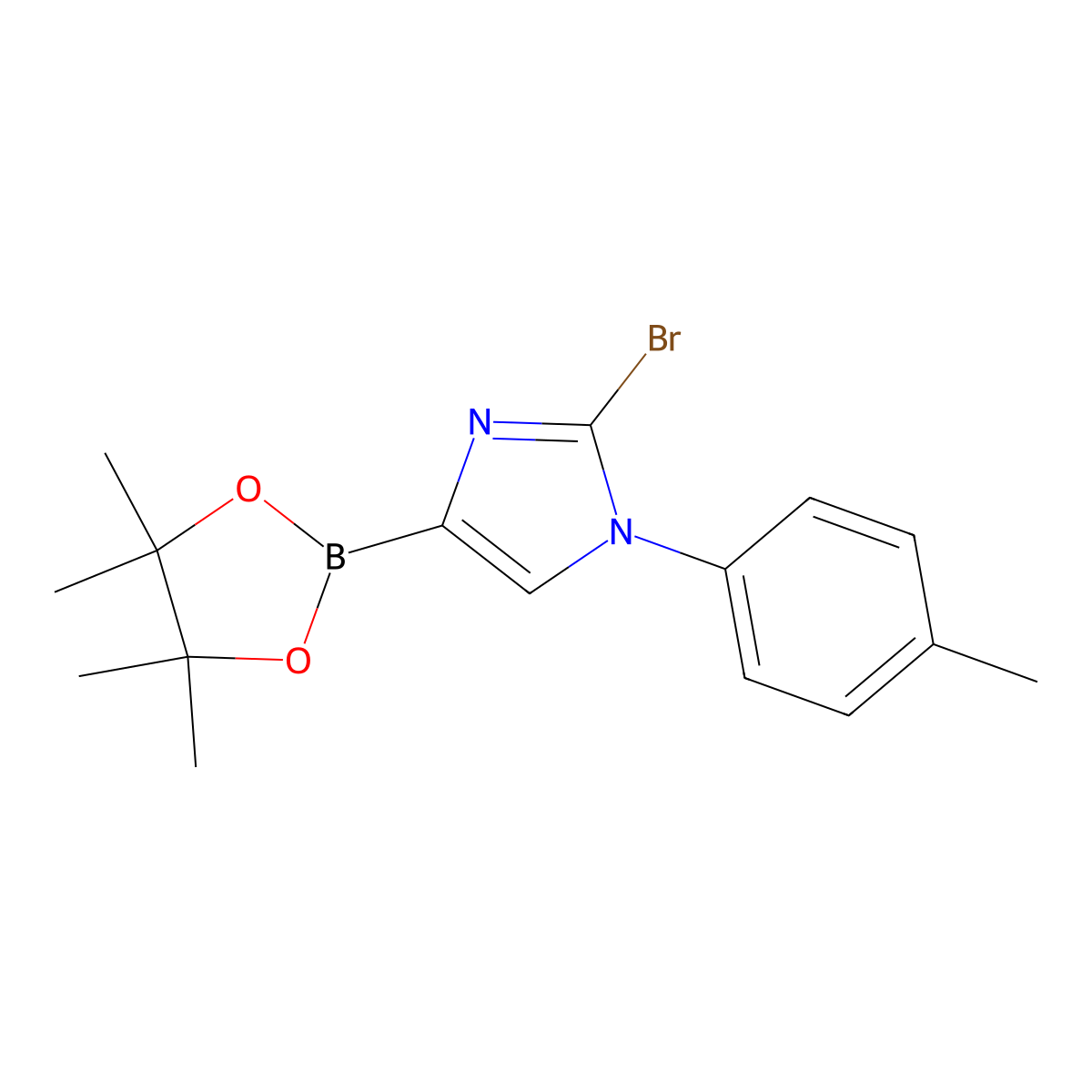 2-bromo-4-(4,4,5,5-tetramethyl-1,3,2-dioxaborolan-2-yl)-1-(p-tolyl)-1H-imidazole molecular structure, CAS 2256758-57-1
