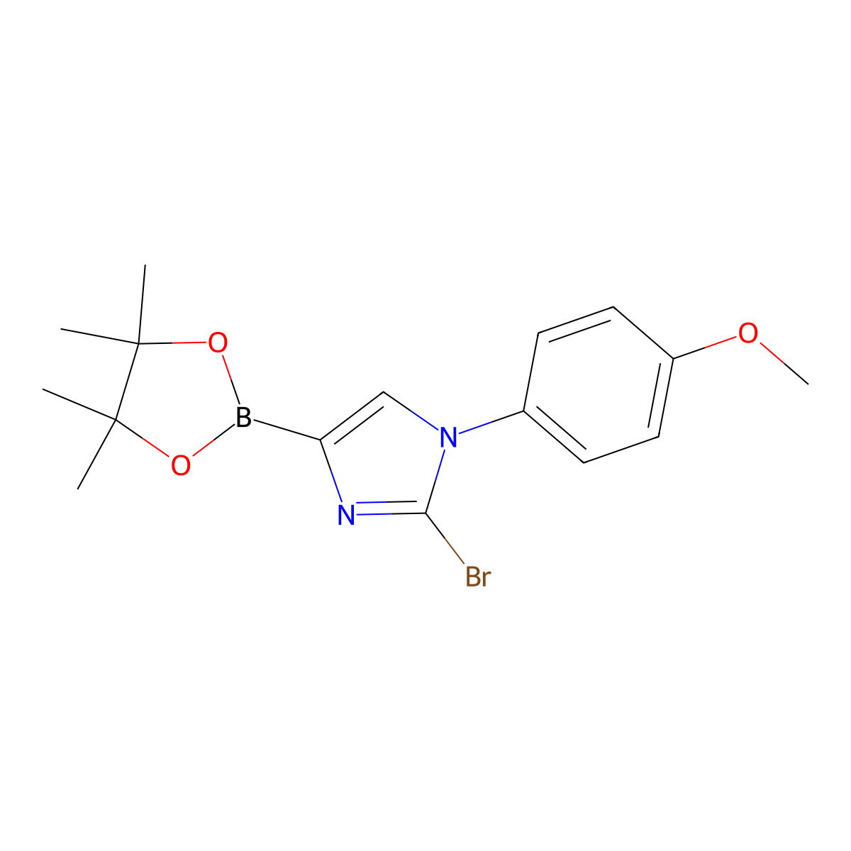 2-bromo-1-(4-methoxyphenyl)-4-(4,4,5,5-tetramethyl-1,3,2-dioxaborolan-2-yl)-1H-imidazole molecular structure, CAS 2256758-58-2