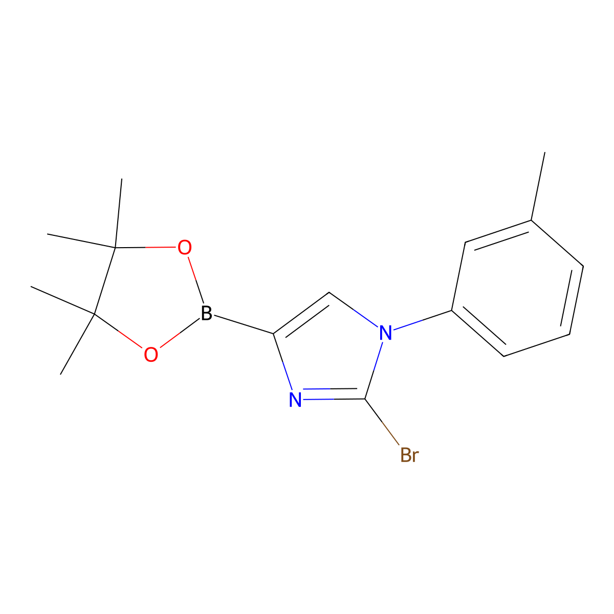 2-bromo-4-(4,4,5,5-tetramethyl-1,3,2-dioxaborolan-2-yl)-1-(m-tolyl)-1H-imidazole molecular structure, CAS 2256758-60-6