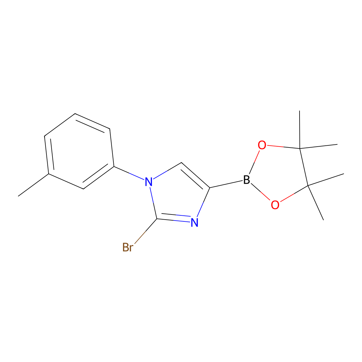 2-bromo-4-(4,4,5,5-tetramethyl-1,3,2-dioxaborolan-2-yl)-1-(m-tolyl)-1H-imidazole molecular structure, CAS 2256758-60-6