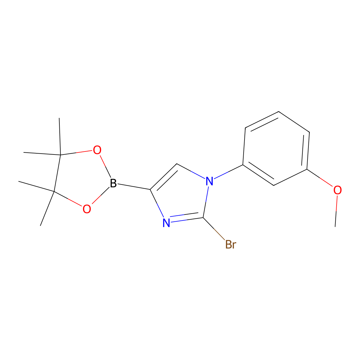 2-bromo-1-(3-methoxyphenyl)-4-(4,4,5,5-tetramethyl-1,3,2-dioxaborolan-2-yl)-1H-imidazole molecular structure, CAS 2256758-61-7