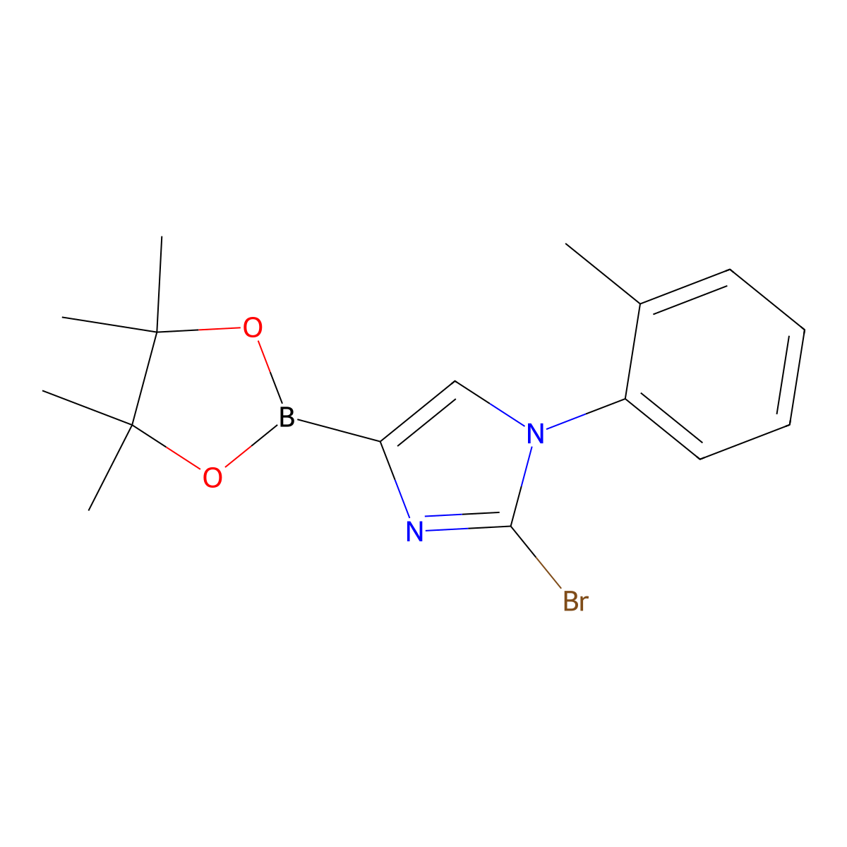 2-bromo-4-(4,4,5,5-tetramethyl-1,3,2-dioxaborolan-2-yl)-1-(o-tolyl)-1H-imidazole molecular structure, CAS 2256758-70-8