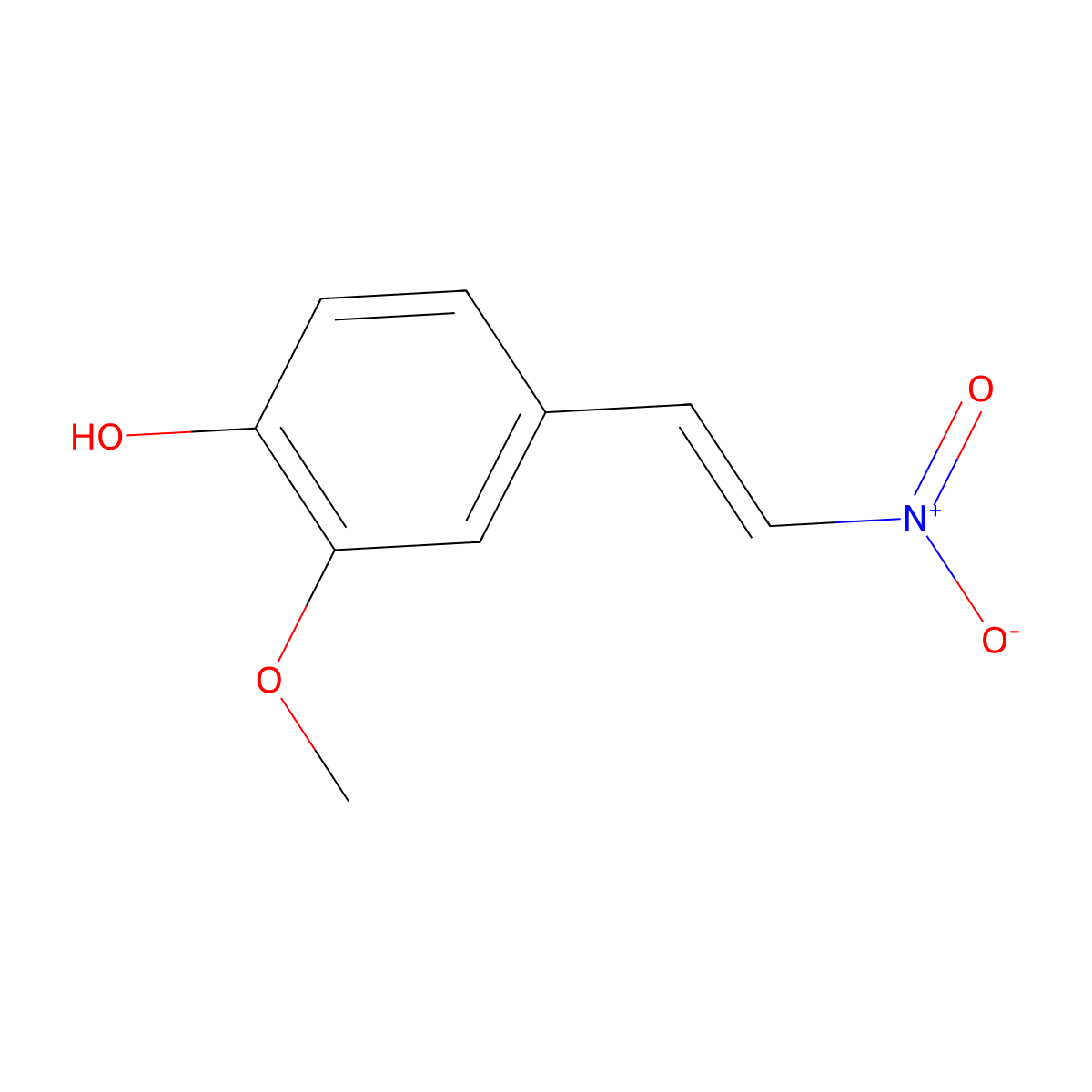 2-Methoxy-4-((E)-2-nitrovinyl)phenol molecular structure, CAS 22568-51-0