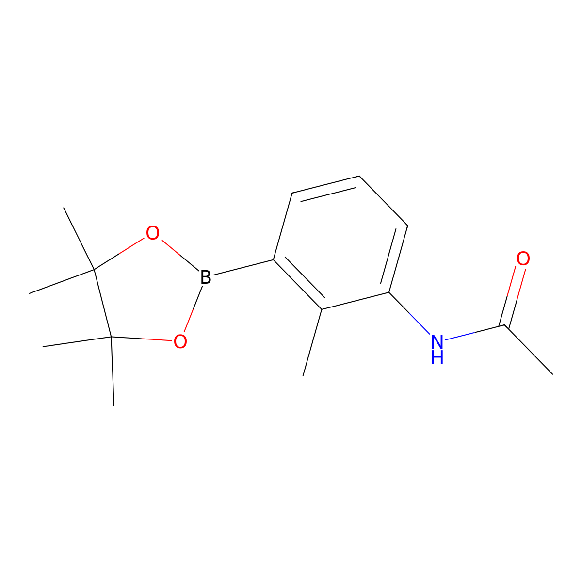 N-(2-methyl-3-(4,4,5,5-tetramethyl-1,3,2-dioxaborolan-2-yl)phenyl)acetamide molecular structure, CAS 2256822-74-7
