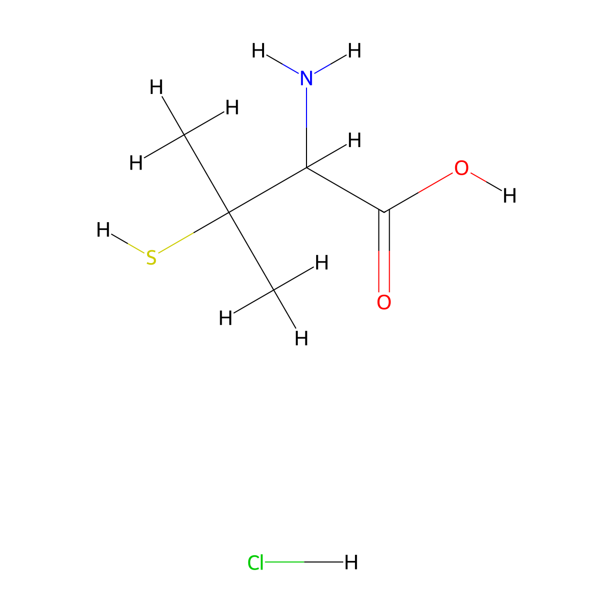 dl-Valine, 3-mercapto-, hydrochloride molecular structure, CAS 22572-05-0