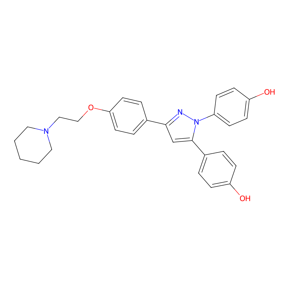 4-[1-(4-Hydroxyphenyl)-3-[4-(2-piperidin-1-ylethoxy)phenyl]pyrazol-5-yl]phenol molecular structure, CAS 2257427-45-3