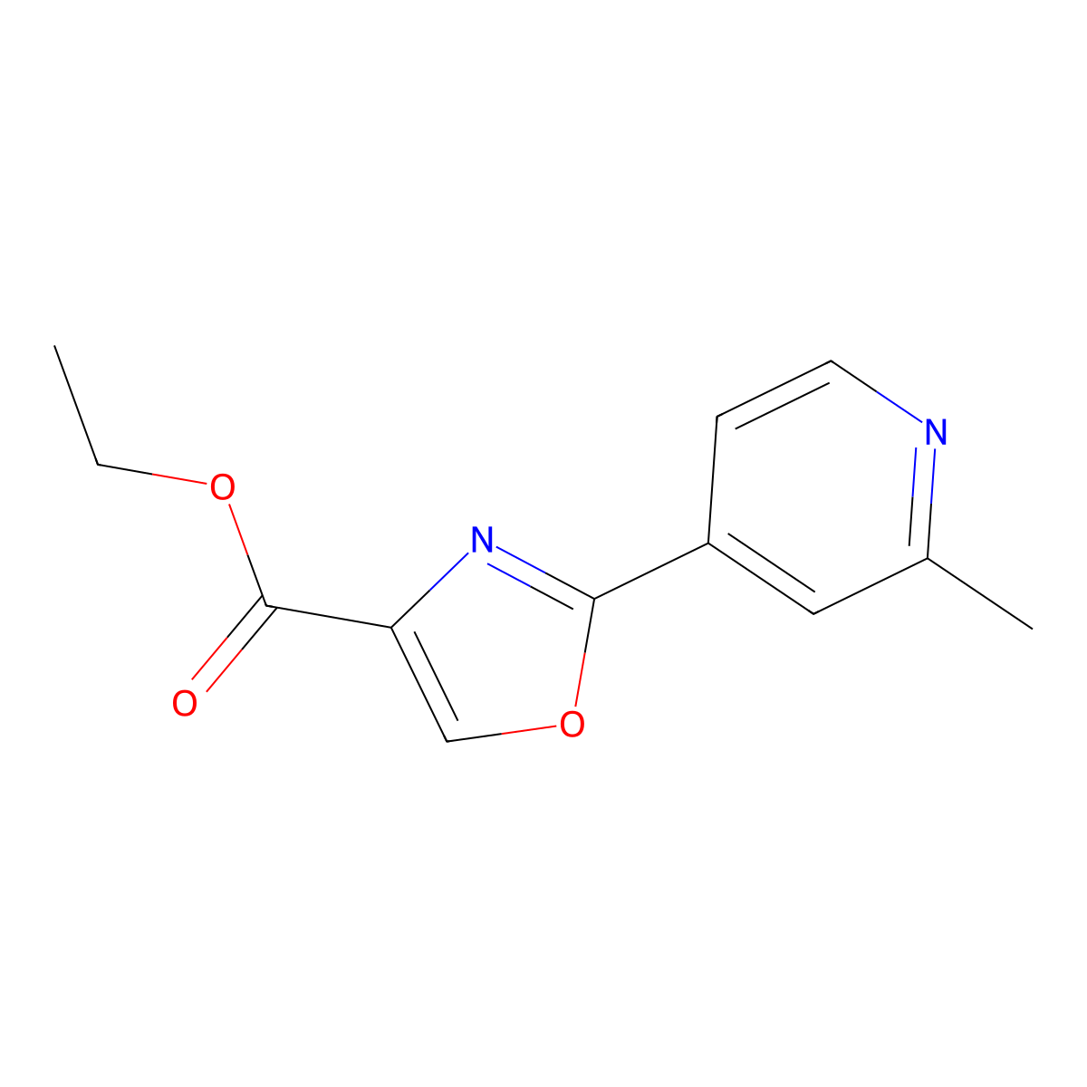 Ethyl 2-(2-methylpyridin-4-yl)oxazole-4-carboxylate molecular structure, CAS 2257432-04-3